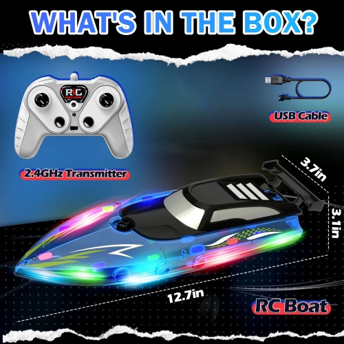 RC Boat Remote Control Boats for Pools Lakes for Boys Girls 4-12 Years(Blue)