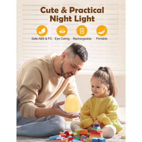 Night Light for Kids Baby Night Light Rechargeable with Stable Charging Pad, Egg Night Light for Nursery Breastfeeding