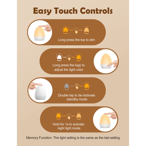 Night Light for Kids Baby Night Light Rechargeable with Stable Charging Pad, Egg Night Light for Nursery Breastfeeding