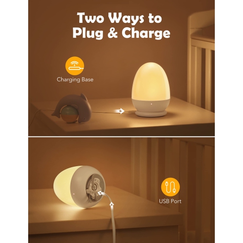 Night Light for Kids Baby Night Light Rechargeable with Stable Charging Pad, Egg Night Light for Nursery Breastfeeding