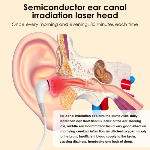 Le dispositif thérapeutique pour la longueur d'onde 650 nm de Red Light Ear Therapy Line favorise la circulation sanguine et soulage la douleur
