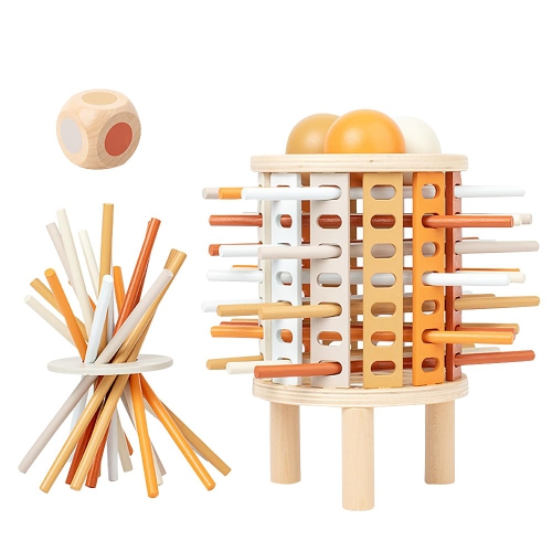 Jeu de bâtons de peinture en bois de Montessori, jeu de bâtons colorés et de dés à boule à empiler, super cadeau d'anniversaire des fêtes pour