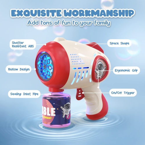 2-Pack Electric Bubble Gun, 8-Hole Light-Up Bubble Machine, Summer Outdoor Toy & Birthday Party Gift