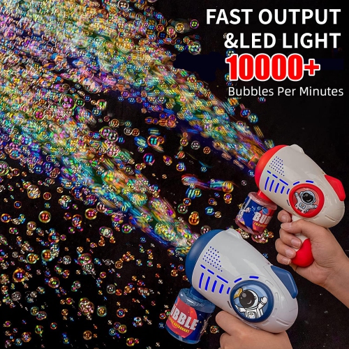 2-Pack Electric Bubble Gun, 8-Hole Light-Up Bubble Machine, Summer Outdoor Toy & Birthday Party Gift