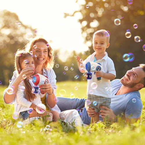 2-Pack Electric Bubble Gun, 8-Hole Light-Up Bubble Machine, Summer Outdoor Toy & Birthday Party Gift