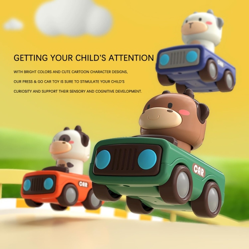 4-Pack Push Animal Racing Car Set, Push-Pull Inertia Car Toy for 1-Year-Old Boy Birthday Gift