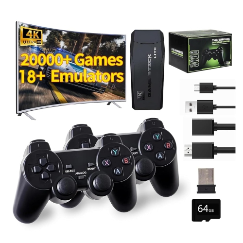 Console de jeu rétro sans fil avec plus de 20 000 jeux intégrés, sortie HDMI 4K et deux manettes de 2,4 GHz