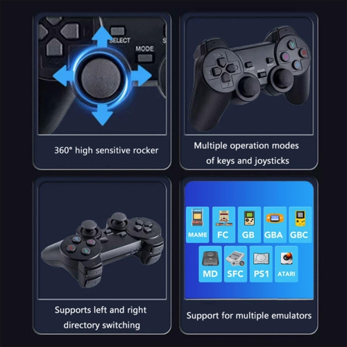 Console de jeu rétro sans fil avec plus de 20 000 jeux intégrés, sortie HDMI 4K et deux manettes de 2,4 GHz