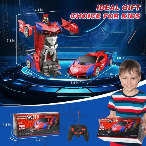 Spider Transformers Remote Control Car Toy with 2.4GHz Remote Control, 360° Rotating Robot Toy