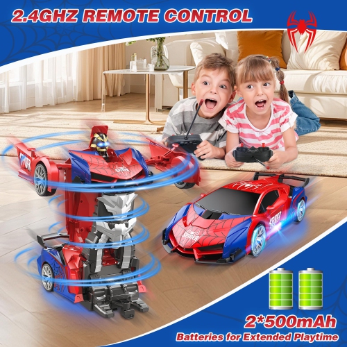Spider Transformers Remote Control Car Toy with 2.4GHz Remote Control, 360° Rotating Robot Toy