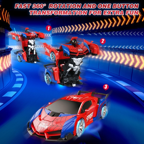 Spider Transformers Remote Control Car Toy with 2.4GHz Remote Control, 360° Rotating Robot Toy