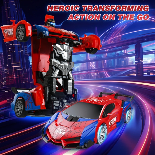 Spider Transformers Remote Control Car Toy with 2.4GHz Remote Control, 360° Rotating Robot Toy