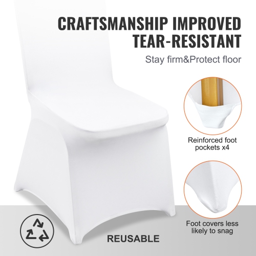 VEVOR 100PCS Stretch Spandex Folding Chair Covers, Universal Fitted Chair Cover, Removable Washable Protective Slipcovers, for Wedding, Holiday,