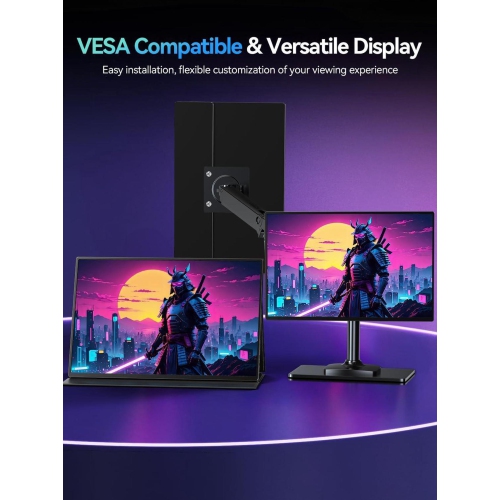 UPERFECT 16" 120Hz Portable Gaming Monitor with HDR, 400 Nits, 1080P IPS, Ultra-Slim Aluminum Design, VESA & Smart Cover - Ultimate Travel Companion