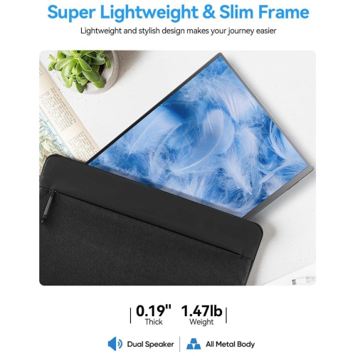 UPERFECT 16" 120Hz Portable Gaming Monitor with HDR, 400 Nits, 1080P IPS, Ultra-Slim Aluminum Design, VESA & Smart Cover - Ultimate Travel Companion