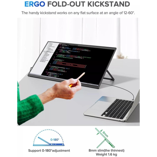 UPERFECT 22" Portable Monitor 2560*1440 2K QHD LCD Game Display IPS Panel USB C HDMI Computer Screen with VESA