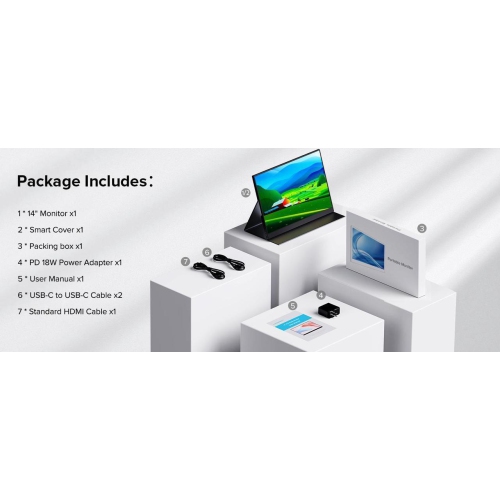 UPERFECT 14" 2K Portable Monitor 2160*1440 HDMI USB C Display FHD 1500:1 Screen For Laptop PC and Game Xbox PS