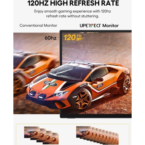 UPERFECT Portable Monitor 18.5-inch 120HZ Touchscreen 100% sRGB FHD FreeSync IPS HDR w/VESA & Stand 180° Adjustable Ultra-Slim & Lightweight