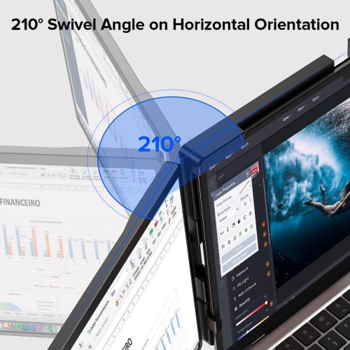 UPERFECT 2K 14" 360° Swivel Hinge Laptop Screen Extender, 2240x1400 QHD IPS Portable Monitor for 14"-17" Laptops - Plug & Play with Mac, Win, Dex