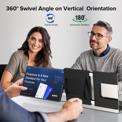 UPERFECT 2K 14" 360° Swivel Hinge Laptop Screen Extender, 2240x1400 QHD IPS Portable Monitor for 14"-17" Laptops - Plug & Play with Mac, Win, Dex