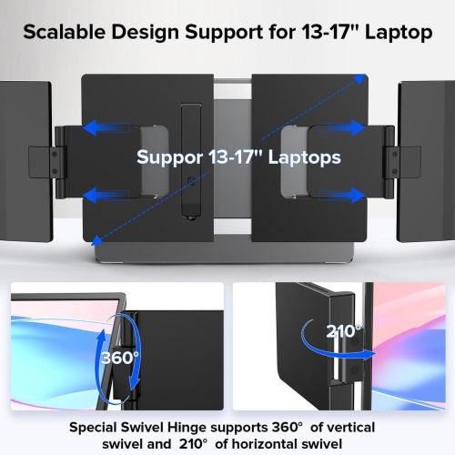 UPERFECT 2K 14" 360° Swivel Hinge Laptop Screen Extender, 2240x1400 QHD IPS Portable Monitor for 14"-17" Laptops - Plug & Play with Mac, Win, Dex