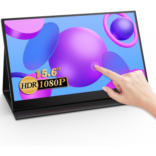 UPERFECT Portable Monitor 60Hz Touchscreen, Upgraded 15.6 Inch IPS HDR 1920X1080 FHD USB C Monitor Eye Care with HDMI USB Type-C