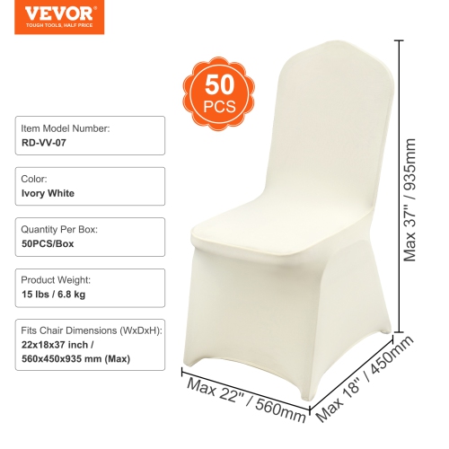 VEVOR 50PCS Stretch Spandex Folding Chair Covers, Universal Fitted Chair Cover, Removable Washable Protective Slipcovers, for Wedding, Holiday,