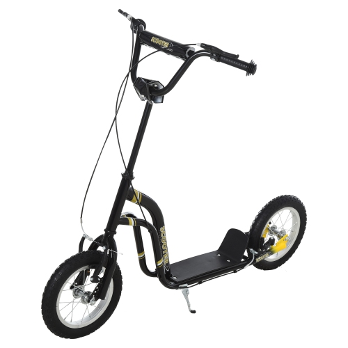 Image 1 de 9.. Trottinette Aosom Youth avec roue en caoutchouc gonflable de 12&nbsp;po, trottinette pour adolescents pour enfants de 5 ans et plus, guidon à hauteur