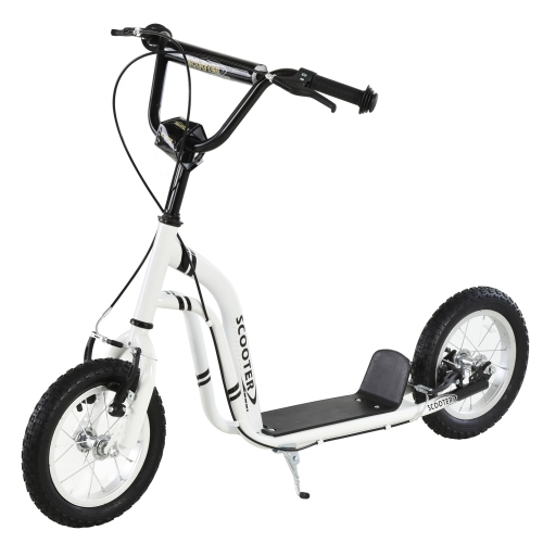 Image 1 de 9.. Trottinette Aosom Youth avec roue en caoutchouc gonflable de 12&nbsp;po, trottinette pour adolescents pour enfants de 5 ans et plus, guidon à hauteur