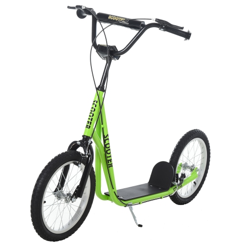 Image 1 de 9.. Trottinette pour adolescents Youth Scooter Street Kick d'Aosom, jouet porteur pour enfants avec roue gonflable de 16&nbsp;po, deux freins verts pour