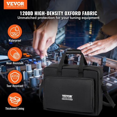 VEVOR 19.29 x 8.66 x 15.34 in Padded DJ Mixer Gig Bag, 1200D Oxford Fabric, DJ Gear Carry Bag with a Storage Pocket 4.92 ft Removable Shoulder Strap
