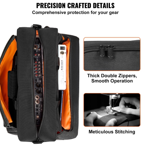 VEVOR 19.29 x 8.66 x 15.34 in Padded DJ Mixer Gig Bag, 1200D Oxford Fabric, DJ Gear Carry Bag with a Storage Pocket 4.92 ft Removable Shoulder Strap