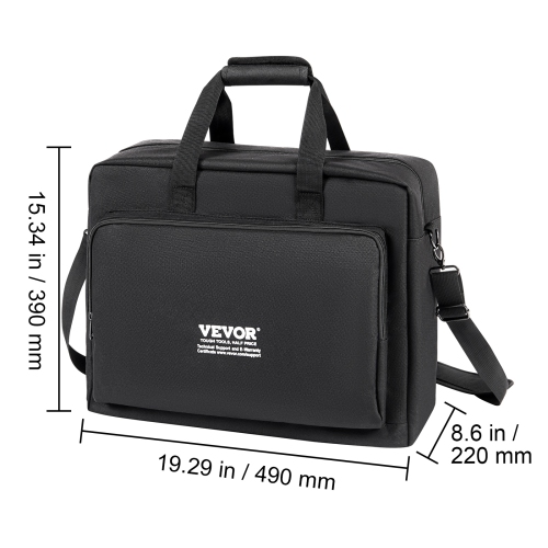 VEVOR 19.29 x 8.66 x 15.34 in Padded DJ Mixer Gig Bag, 1200D Oxford Fabric, DJ Gear Carry Bag with a Storage Pocket 4.92 ft Removable Shoulder Strap