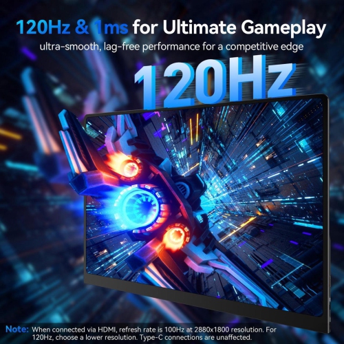 UPERFECT 16" OLED Portable Monitor - 3K 2880x1800, 120Hz, 0.1ms, 500 Nits, 100% DCI-P3, 100000:1 Contrast, Ultra-Slim Design for Laptops, Mini PCs,