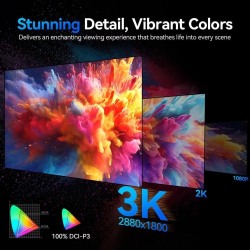 UPERFECT 16" OLED Portable Monitor - 3K 2880x1800, 120Hz, 0.1ms, 500 Nits, 100% DCI-P3, 100000:1 Contrast, Ultra-Slim Design for Laptops, Mini PCs,