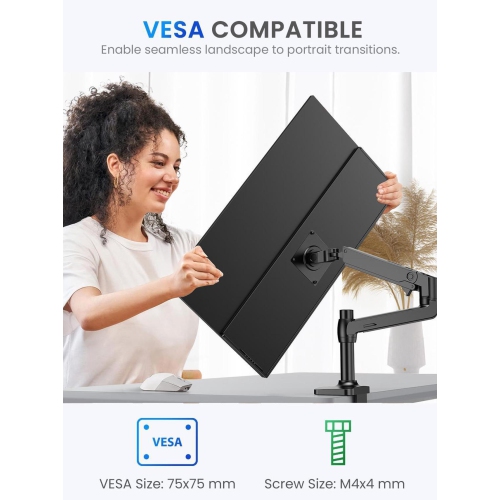 UPERFECT 24.5" 2K 165Hz Portable Monitor, QHD FreeSync IPS HDR with VESA, 180°Adjustable Stand, USB-C & HDMI, Ideal for Gaming, Travel, Laptop,