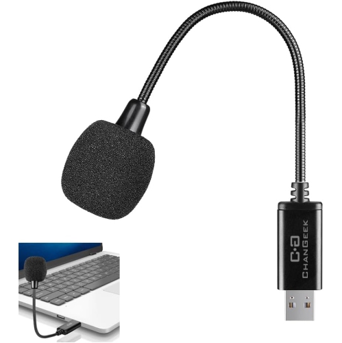 Mini USB Microphone for Laptop and Desktop Computer, with Gooseneck & Universal USB Sound Card, Compatible with PC and Mac, Plug & Play, Ideal