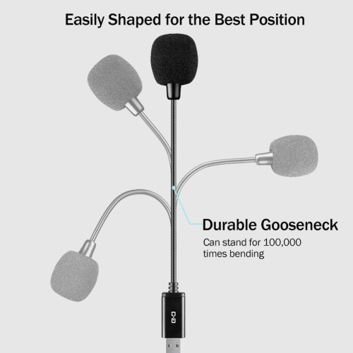 Mini USB Microphone for Laptop and Desktop Computer, with Gooseneck & Universal USB Sound Card, Compatible with PC and Mac, Plug & Play, Ideal