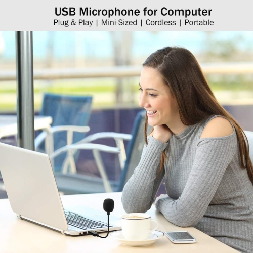Mini USB Microphone for Laptop and Desktop Computer, with Gooseneck & Universal USB Sound Card, Compatible with PC and Mac, Plug & Play, Ideal