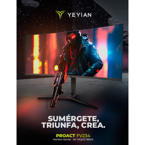 YEYIAN 34 inch Ultrawide Curved 180Hz Gaming Computer Monitor 1ms 1500R VA Screen PC, 21:9 WQHD, 178°Viewing Angle, sRGB 129%, DCI-P3