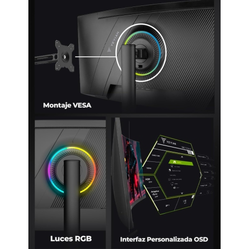 YEYIAN 34 inch Ultrawide Curved 180Hz Gaming Computer Monitor 1ms 1500R VA Screen PC, 21:9 WQHD, 178°Viewing Angle, sRGB 129%, DCI-P3