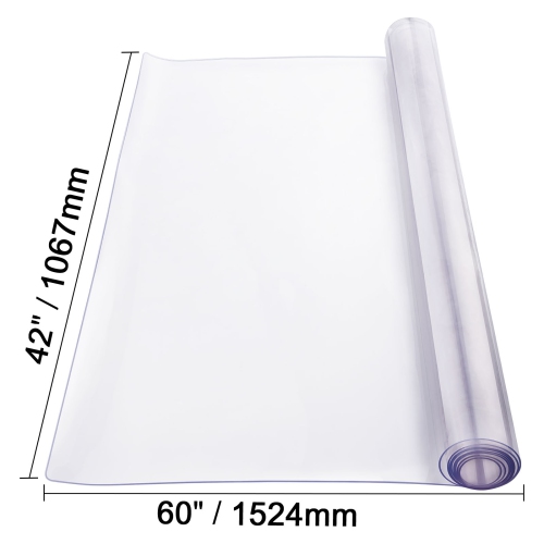 VEVOR 42 x 60 Inch Plastic Table Cover, 2.0 mm Thick Clear Table Protector, Rectangle PVC Desk Mat, Waterproof & Easy Cleaning Desk Pad Tablecloth,