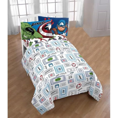 Marvel Avengers Bed Sheet Set for Kids- Twin Bedding Set - 3pcs Set with Reversible Pillowcase