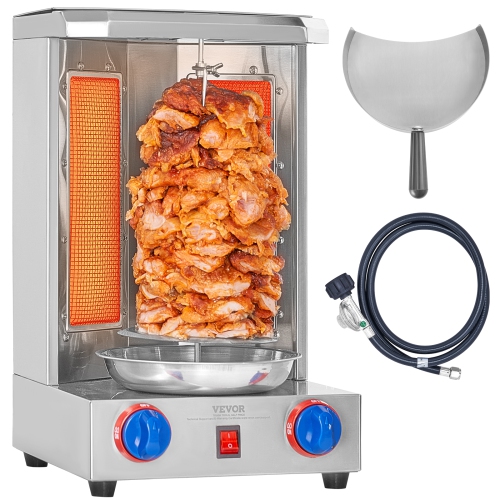 VEVOR 13 lbs Capacity Chicken Shawarma Grill Machine, with 2 Burners, Gas Vertical Broiler Gyro Rotisserie Oven Doner Kebab Machine, for Home