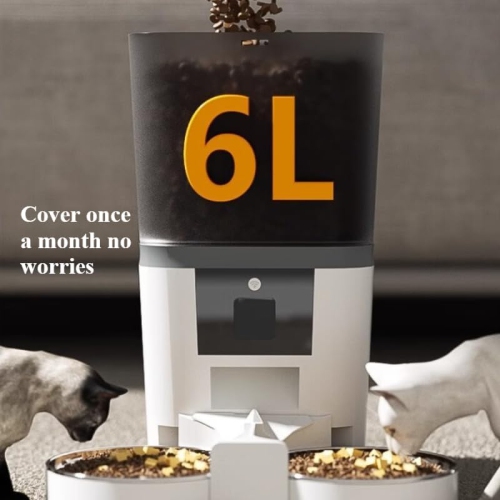 Pets Feeder with Camera Dual Feeding Automatic APP Control Cat Dog Feeder-White