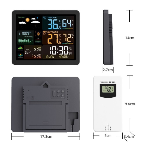 Station météorologique Thermomètre numérique thermomètre météo avec horloge Station de prévision de pression barométrique