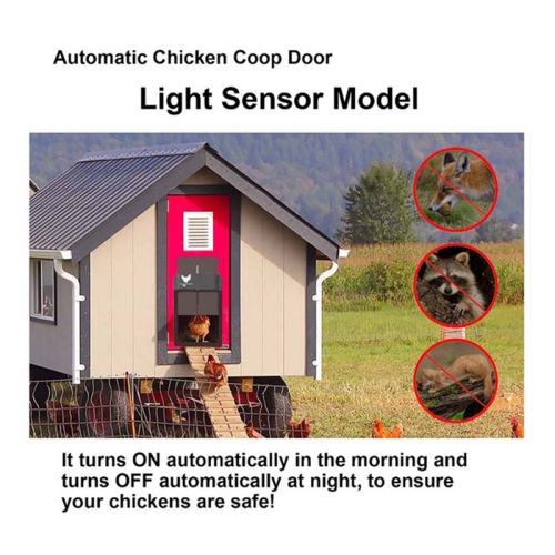 Porte à poule automatique avec détection de la lumière de la pile - Brun