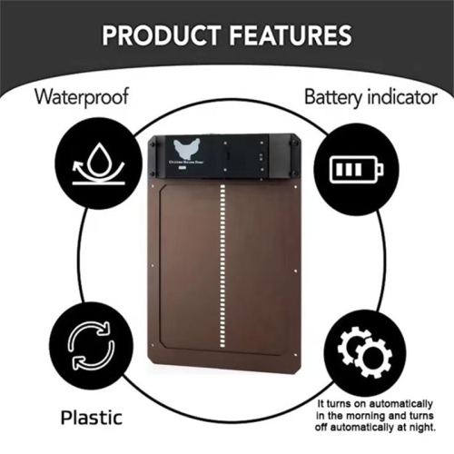 Porte à poule automatique avec détection de la lumière de la pile - Brun