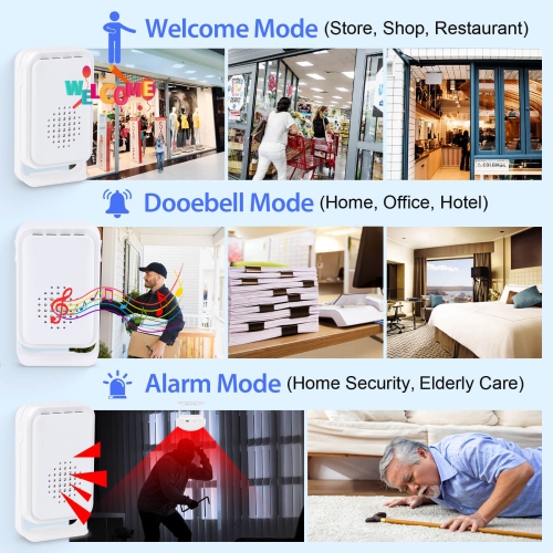 Détecteur de mouvement Alarme de lit Personnes âgées Prévention des chutes Appareils d'alerte Sonnette sans fil Ding Dong pour Home Shop