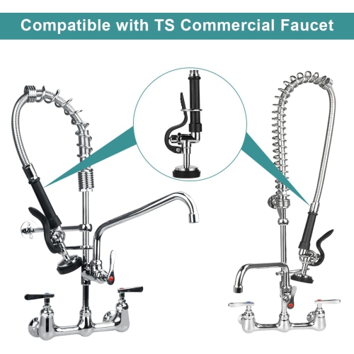 Pièces de robinet de cuisine commerciales de prérinçage fini chromé
